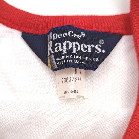Vintage Dee Cee Rappers Tank Top Boys Sz 6 White Red Ringer 80s Basic Classic - Picture 3 of 3